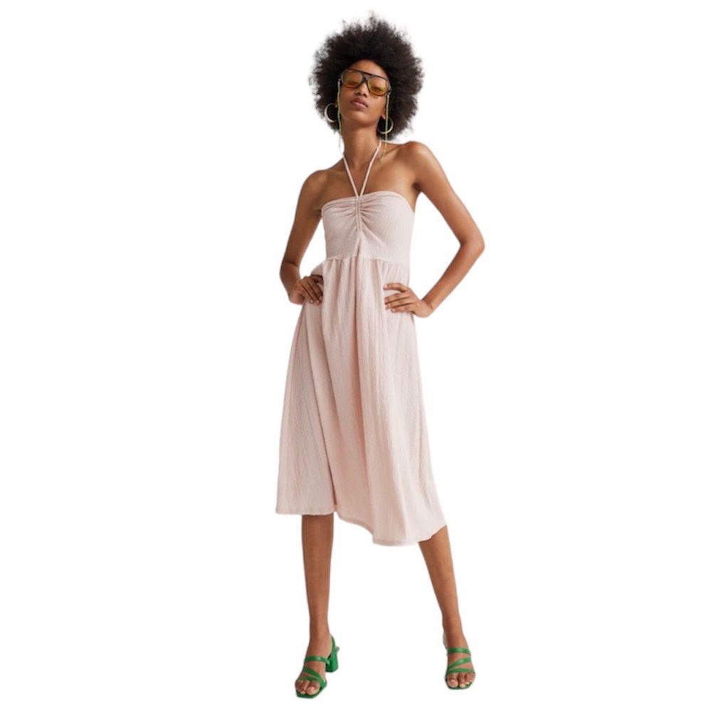 🦋H&M Neutral Midi Cinched Dress, Size XL